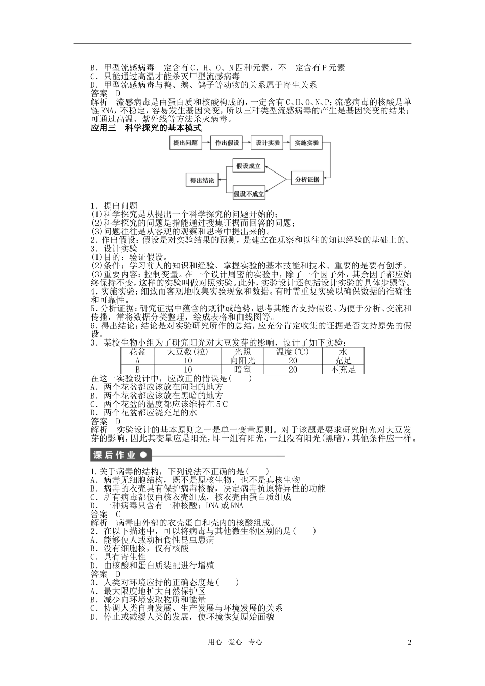 2011—2012学年高中生物 第一章 章末复习教学案 苏教版必修3_第2页