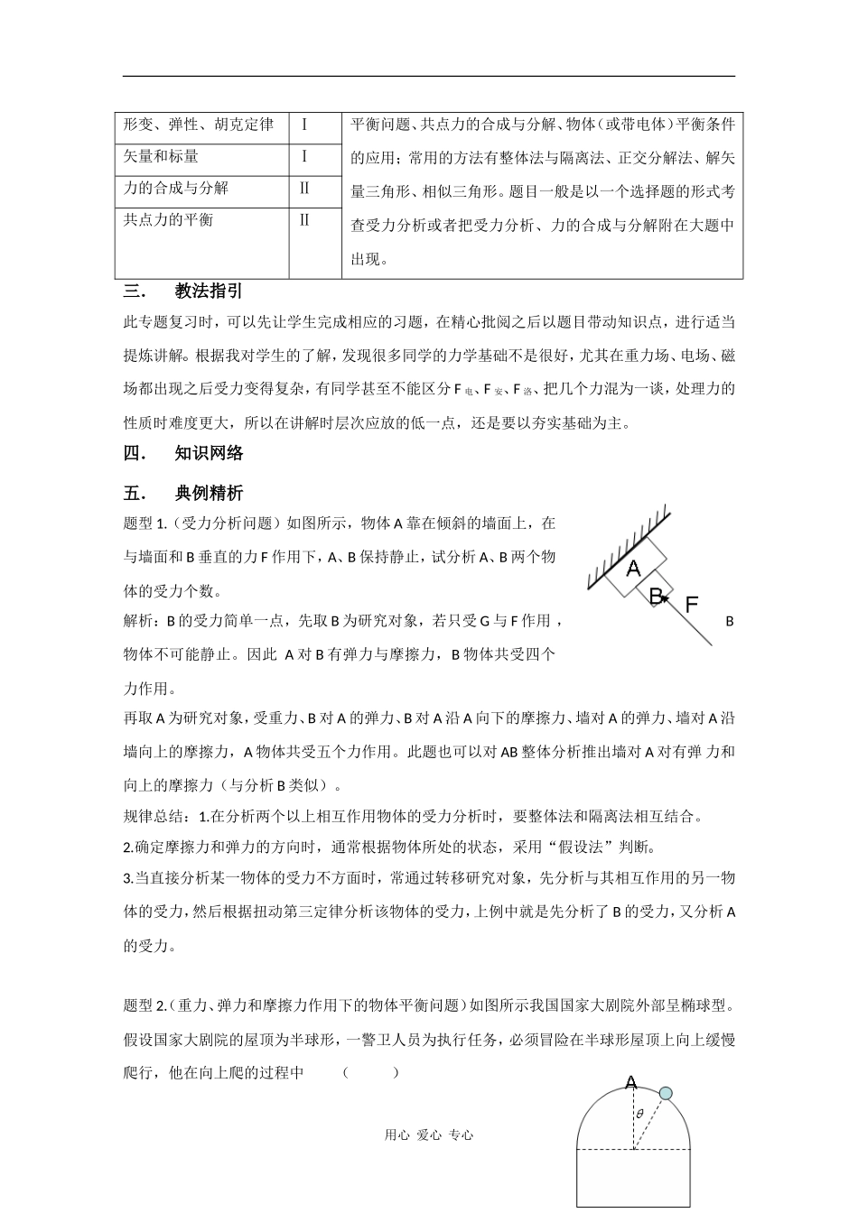 2010高中物理高考二轮复习教案（1）力与物体的平衡_第3页