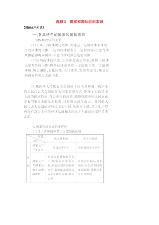 2011届高考政治二轮专题复习 国家和国际组织常识学案 选修3
