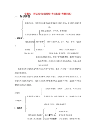 2011届高考政治二轮专题复习 专题9 辩证法学案 新人教版
