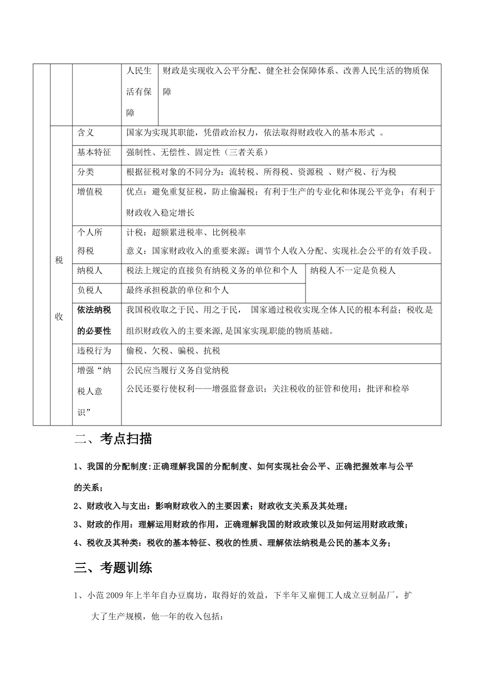 2011届高考政治二轮专题复习 专题14 收入与分配学案 新人教版_第3页