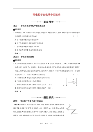 2010高中物理高考精品讲练系列学案：带电粒子在电场中的运动