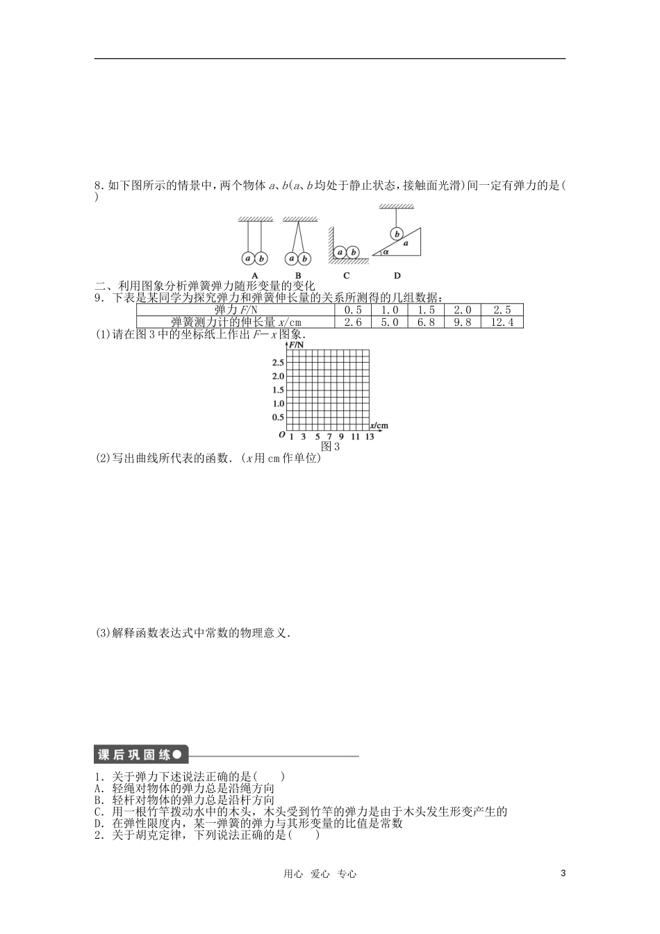 2011—2012学年高中物理 第3章 相互作用：第2节 弹力同步教学案 新人教版必修1_第3页