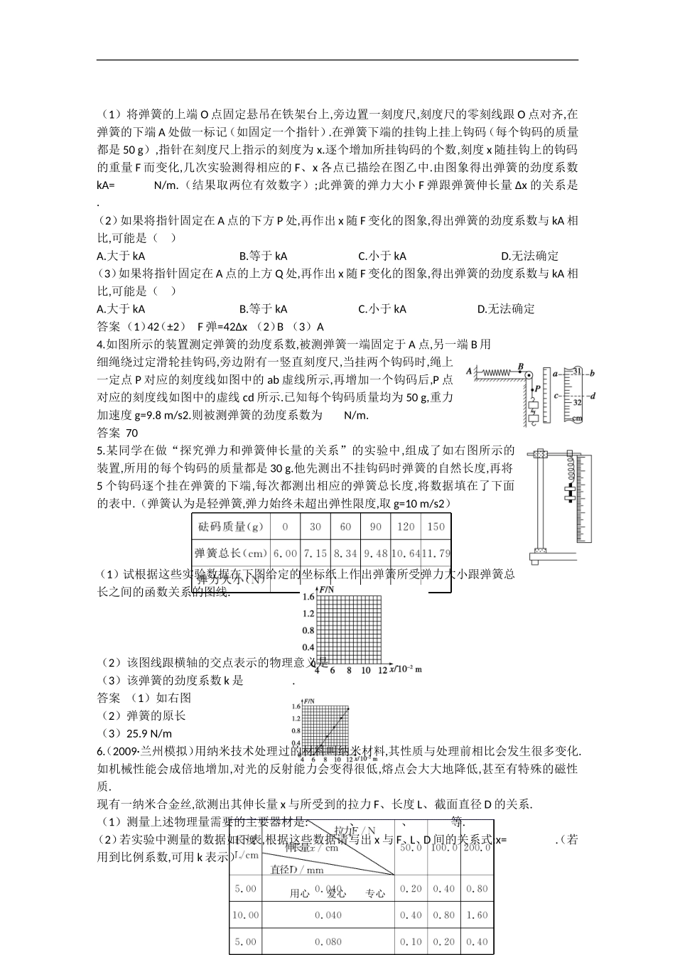 2010高中物理高考精品讲练系列学案：实验（1）探究弹力与弹簧伸长量的关系_第3页