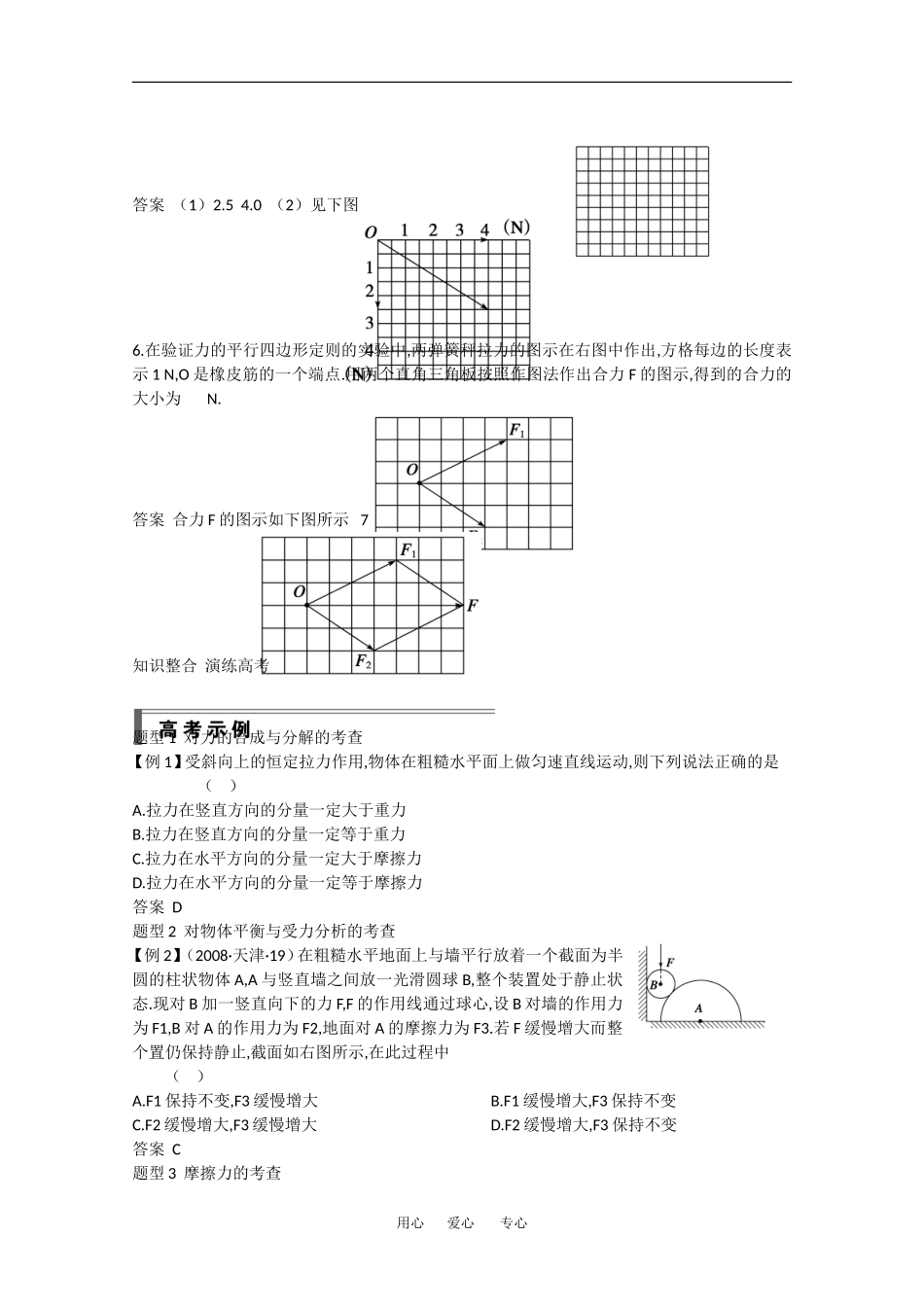 2010高中物理高考精品讲练系列学案：实验（2）验证力的平行四边形定则_第3页