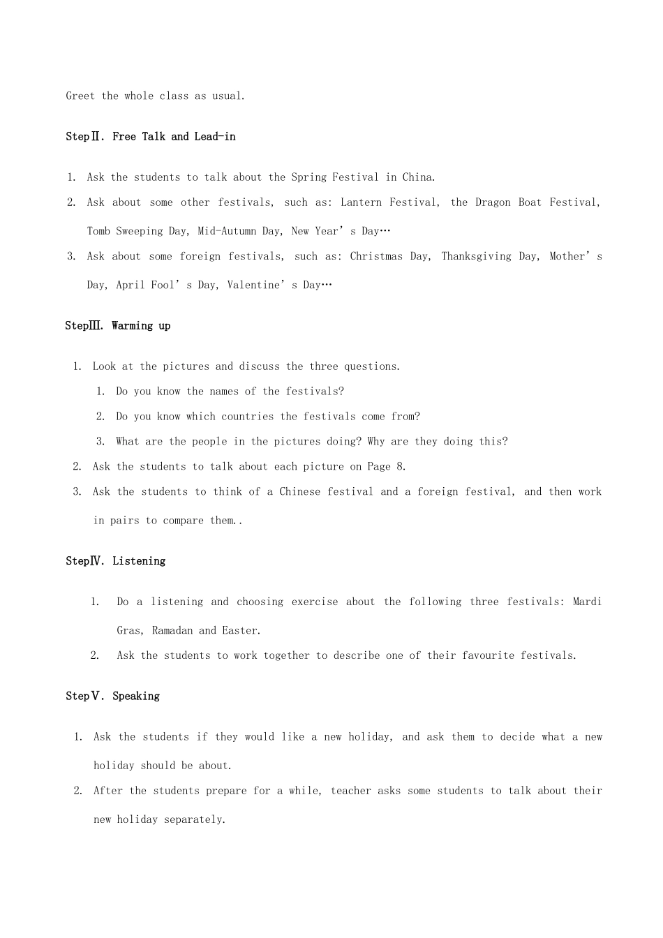2010高中英语 Unit1 Festivals around the world 教案 新人教版必修3_第2页