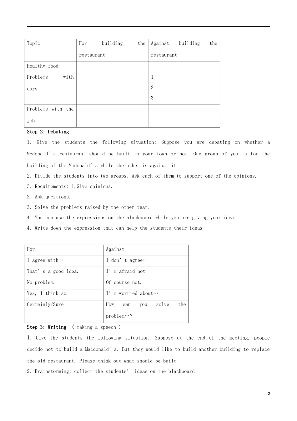2010高中英语 Unit2 Healthy eating 学案 新人教版必修3_第2页