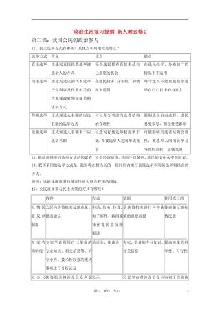 2011届高考政治一轮复习教案 政治生活（二）第二课：我国公民的政治参与 新人教版必修2
