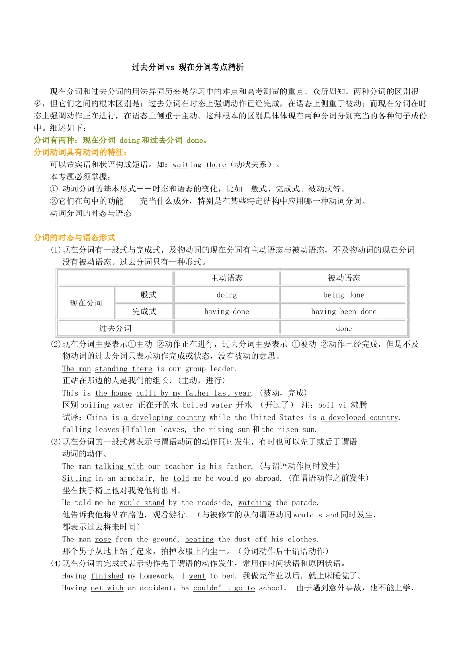 2011全国高考英语 非谓语动词_第1页