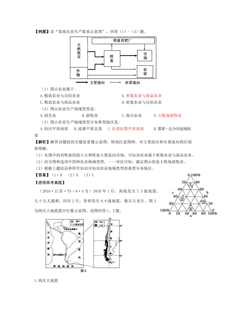 2011版高中地理一轮复习 农业的区位选择精品学案 新人教版必修2_第3页