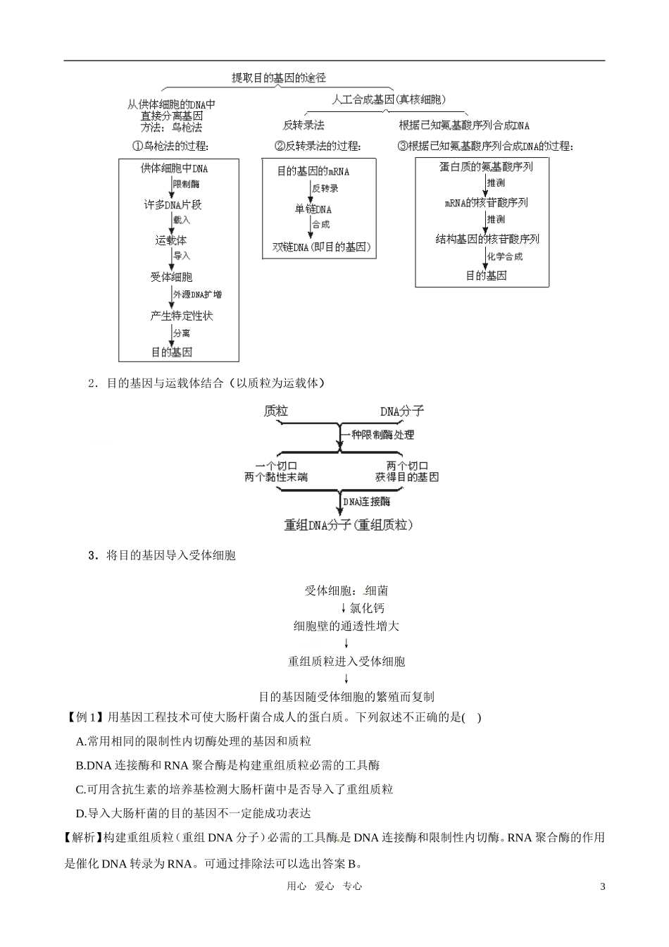 2011版高中生物一轮复习 1.1 DNA重组技术的基本工具、基因工程的基本操作程序精品学案  新人教版必修3_第3页
