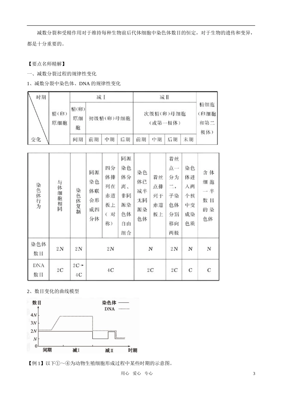 2011版高中生物一轮复习 2.1 减数分裂和受精作用精品学案 新人教版必修2_第3页