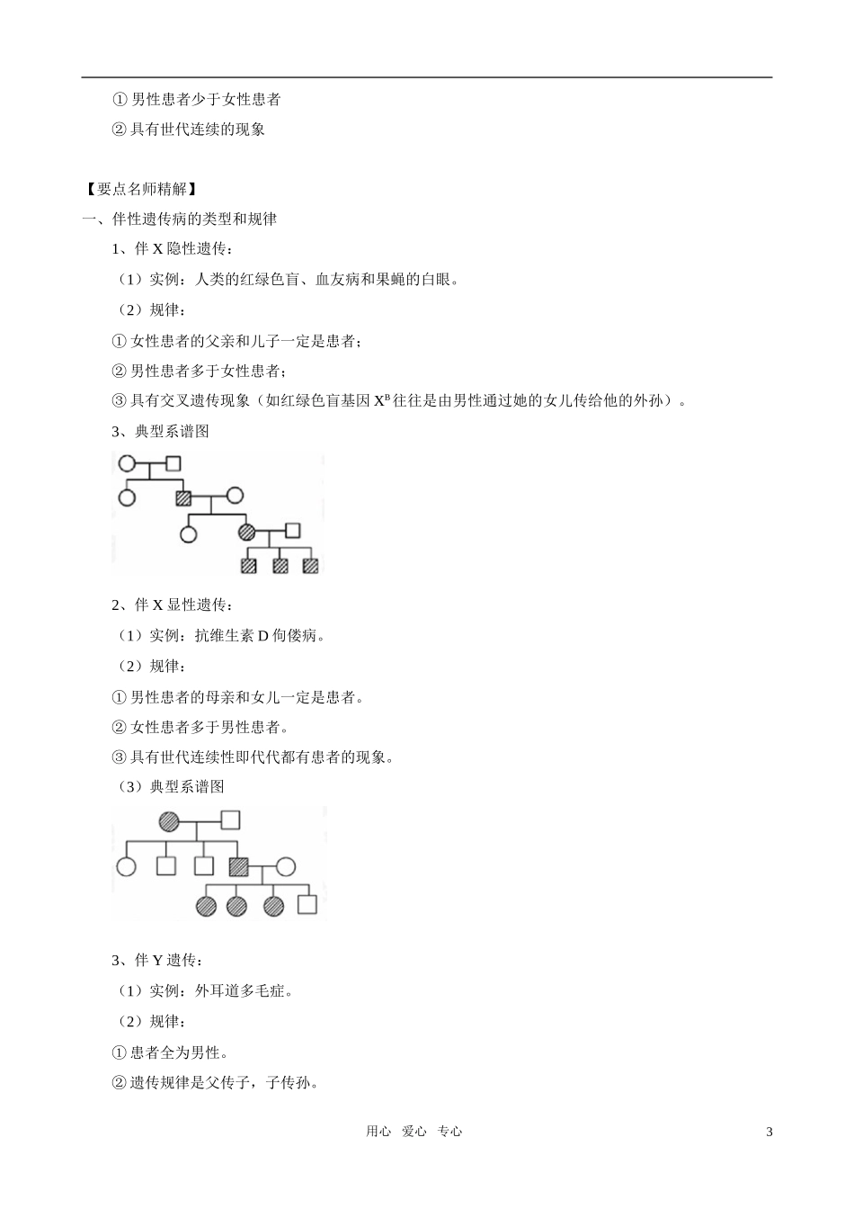2011版高中生物一轮复习 22 基因在染色体上、伴性遗传精品学案 新人教版必修2_第3页