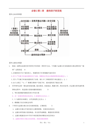 2011版高中生物一轮复习 第1章 遗传因子的发现单元复习精品学案 新人教版必修2