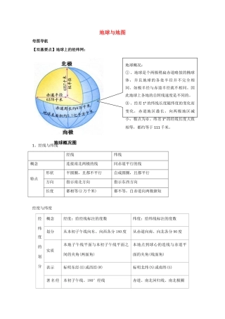2011年高考地理一轮复习 地球与地图学案
