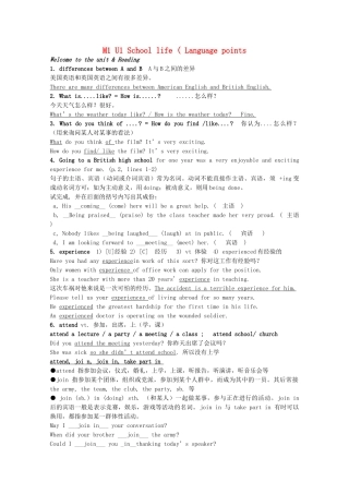 2011江苏省怀仁中学高一英语 M1U1 School life Language points语言点教案 牛津译林版