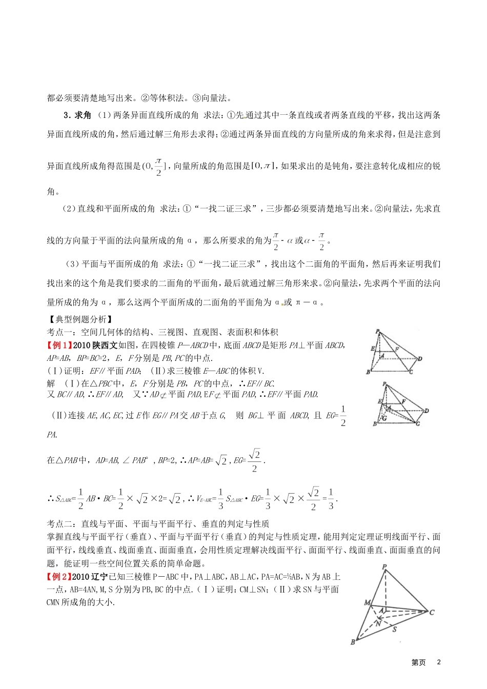 2011年高考题型专题冲刺精讲（数学）专题三：立体几何（教师版）_第2页