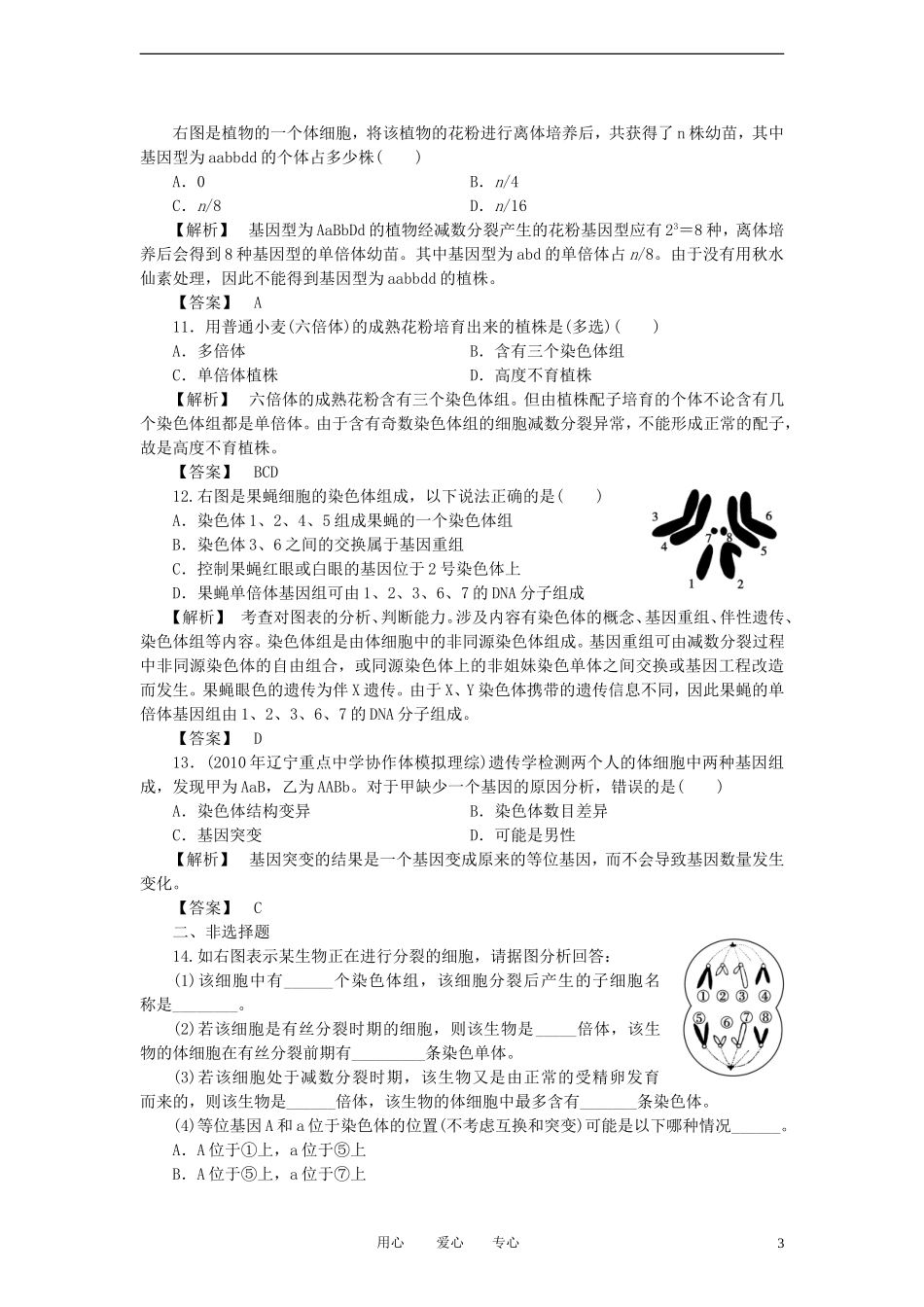 2011年高考生物一轮复习 第2节 染色体变异精品学案 新人教版_第3页