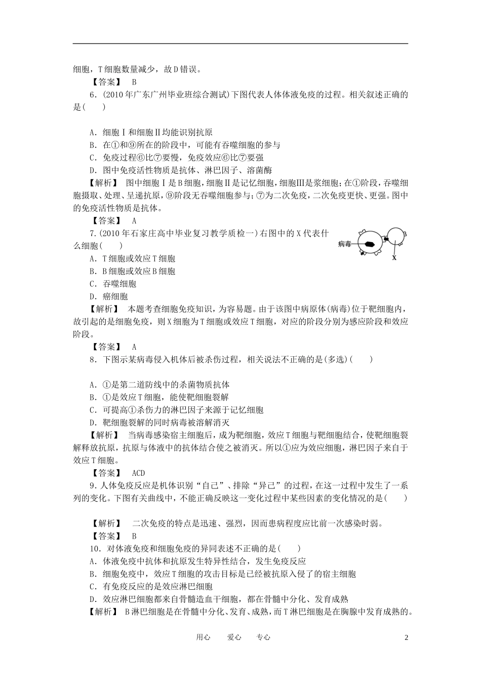 2011年高考生物一轮复习 第4节 免疫调节精品学案 新人教版_第2页