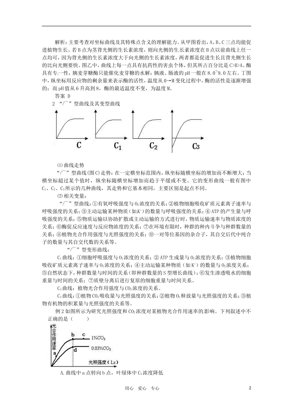 2011年高考生物专题复习03 常见坐标曲线题型归纳学案 新人教版必修1_第2页
