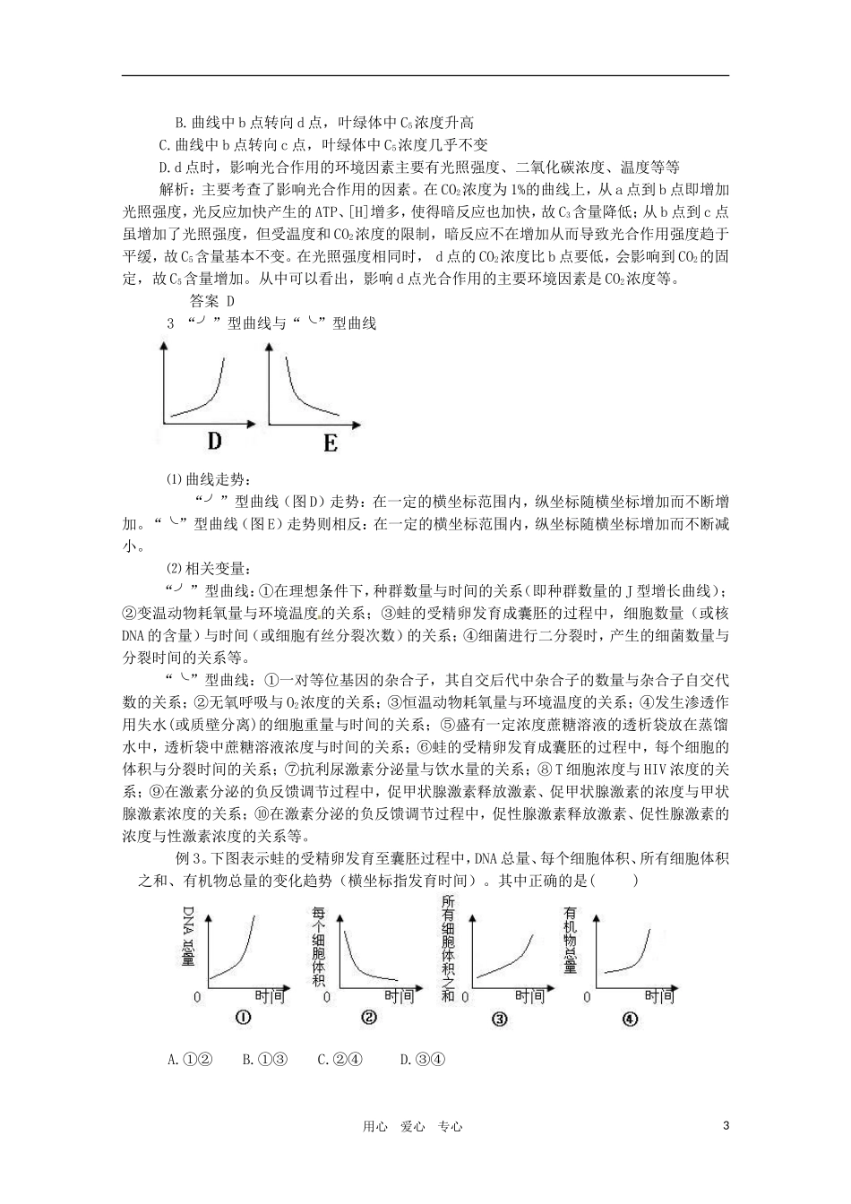 2011年高考生物专题复习03 常见坐标曲线题型归纳学案 新人教版必修1_第3页