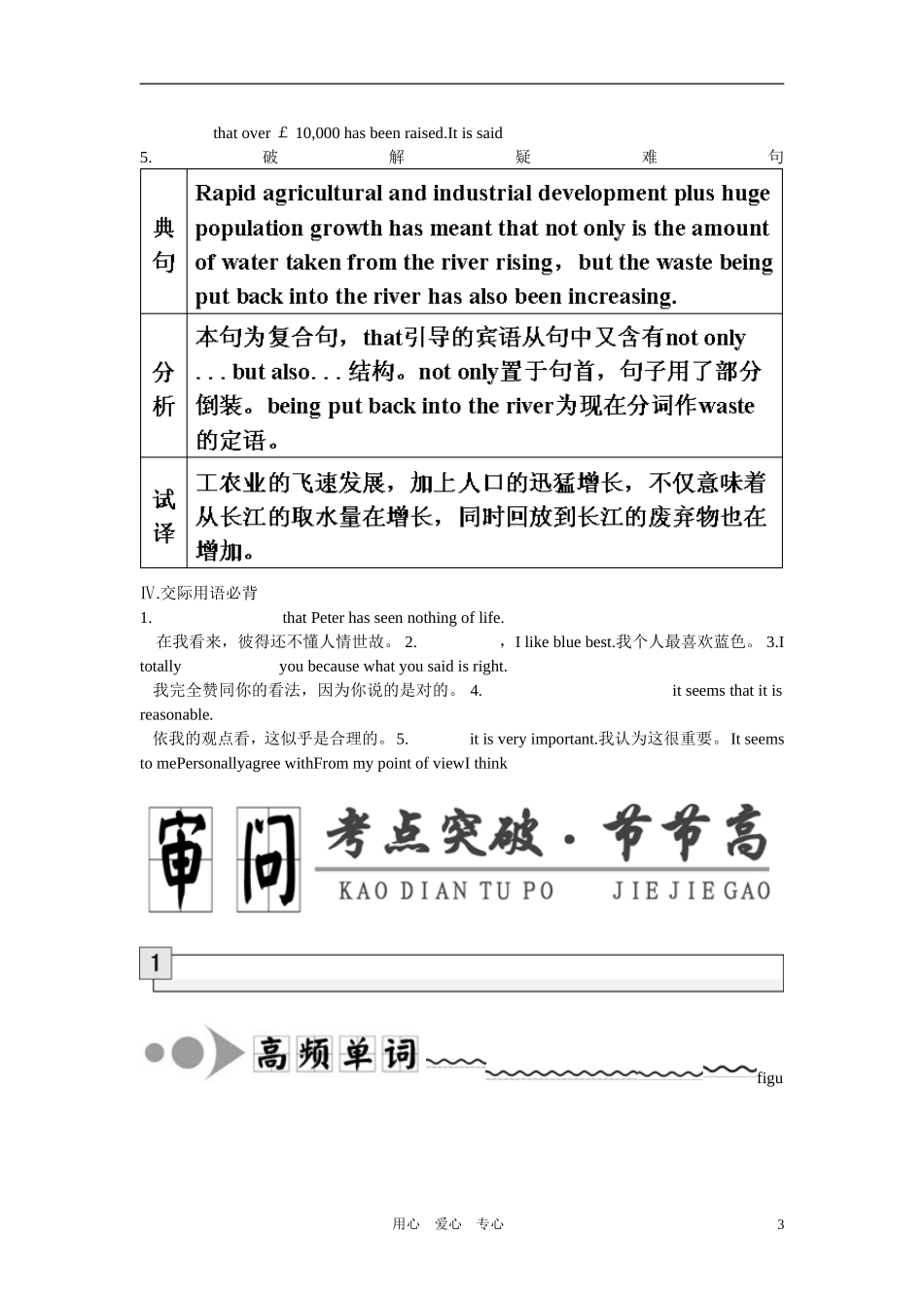 2011年高考英语第一轮总复习 必修五 Unit 2 The environment全套学案讲义（教师版）【精品】_第3页