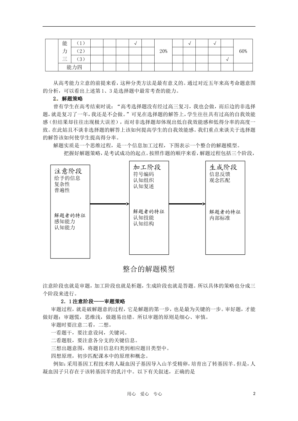 2011年高考生物专题复习07 高考生物选择题题型归类以及解题策略学案 新人教版必修1_第2页