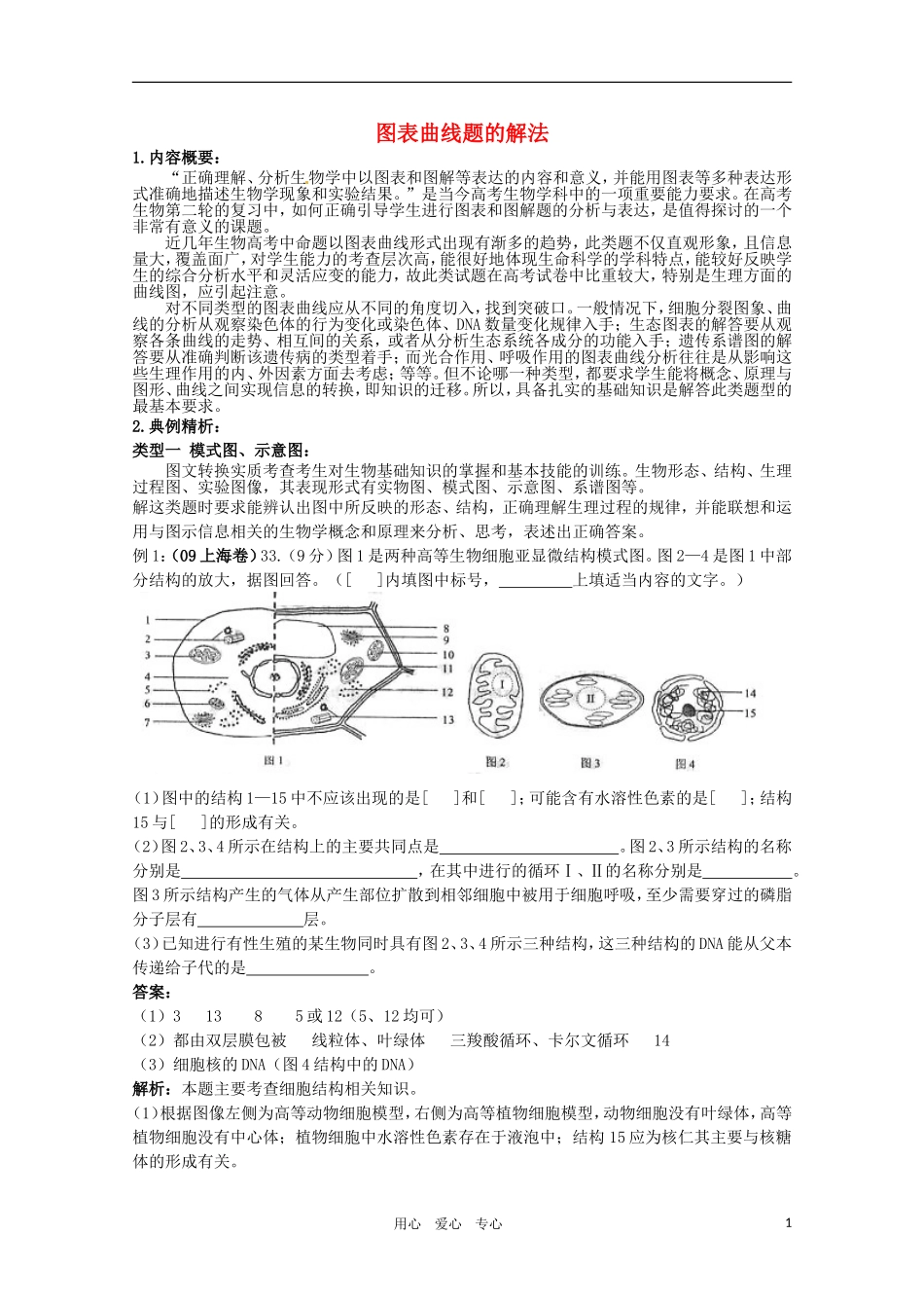 2011年高考生物专题复习14 图表曲线题的解法学案 新人教版必修1_第1页