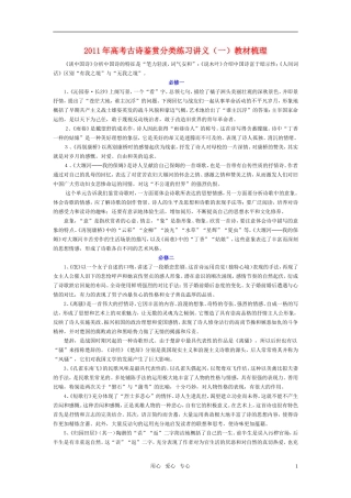 2011年高考语文 古诗鉴赏分类练习讲义 新人教版