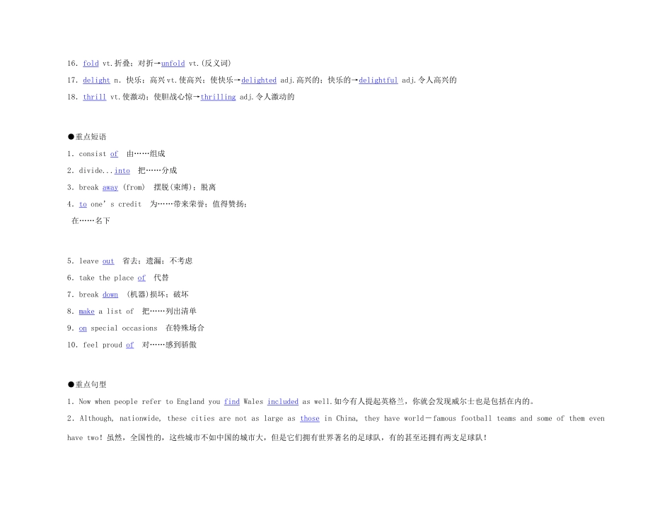 2011年高考英语 Unit 2 The United Kingdom要点梳理+重点突破教案 新人教版必修5_第2页