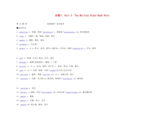 2011年高考英语 Unit 3 The Million Pound Bank Note要点梳理+重点突破教案 新人教版必修3