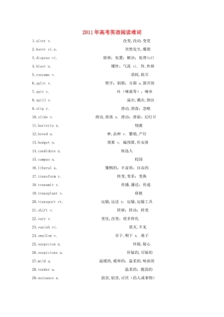 2011年高考英语 阅读难词400个素材