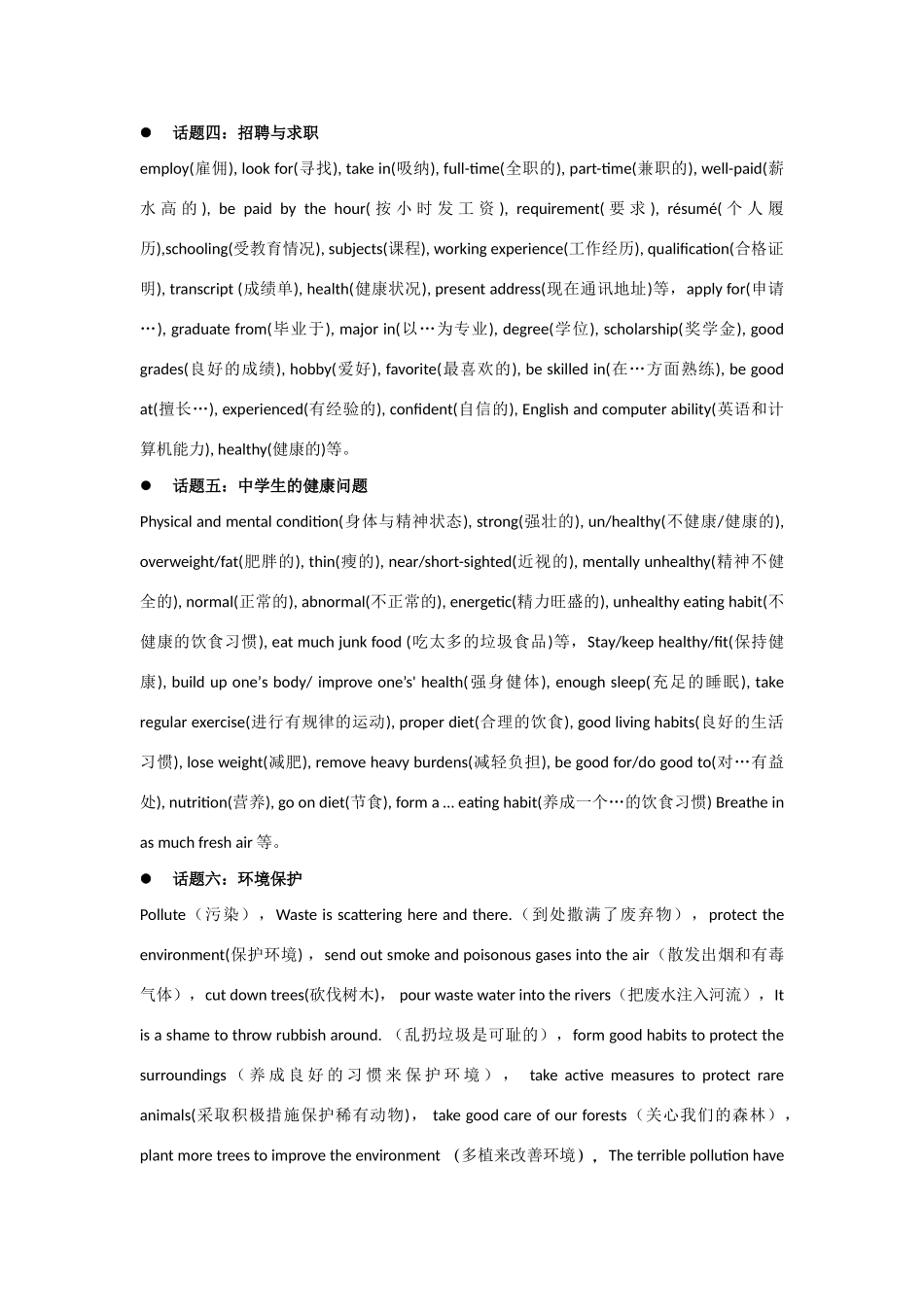 2011年高考英语 作文热点话题词汇_第2页