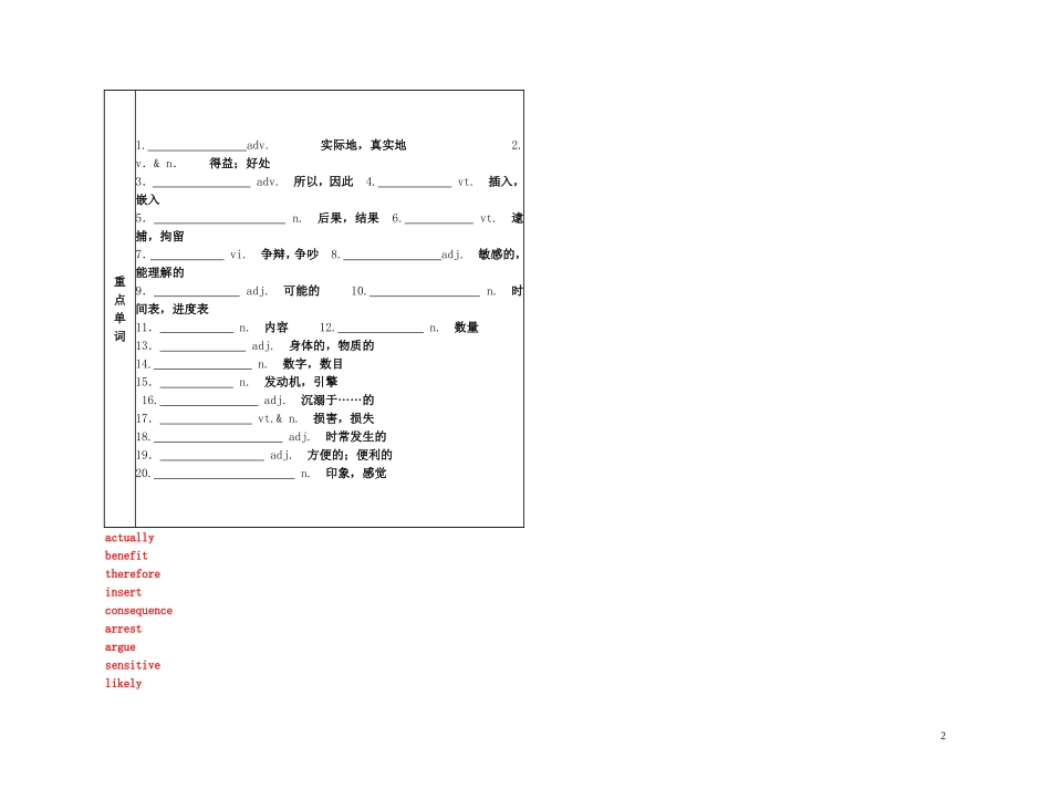 2011年高考英语一轮复习 Unit 9Wheels轮子名师金学案 北师大版_第2页