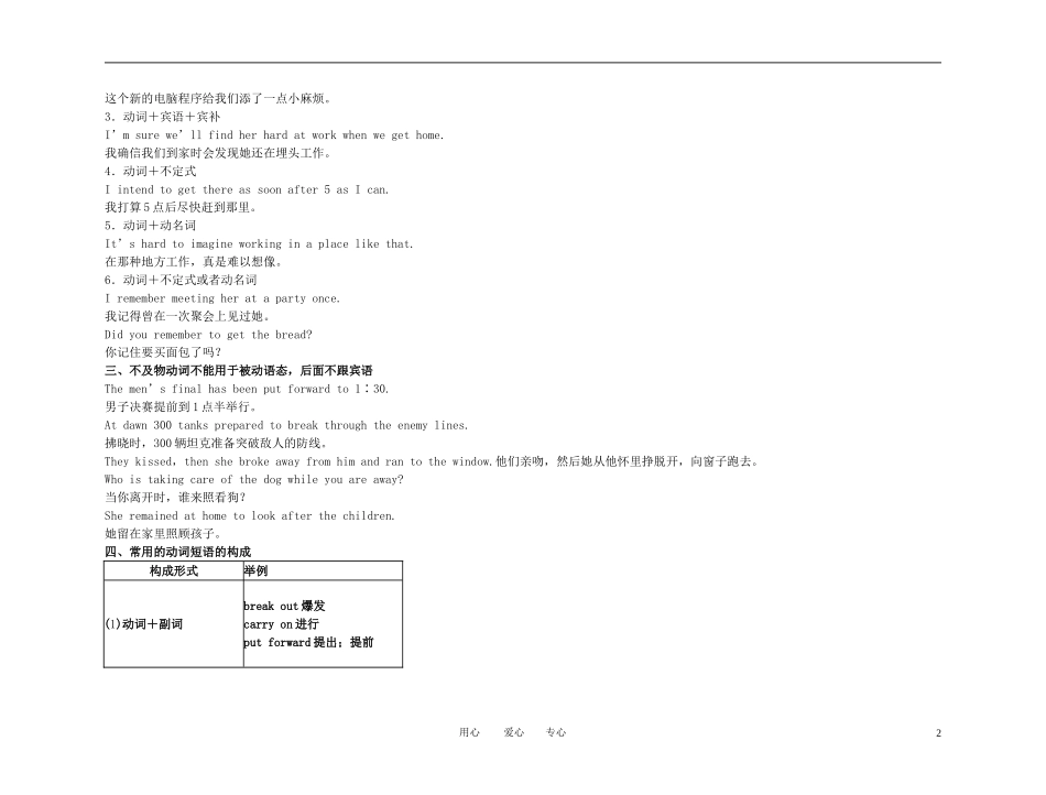 2011年高考英语一轮复习 语法篇-动词与动词词组金学案 新人教版_第2页