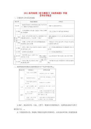 2011高考地理二轮复习《地质地貌》学案 新人教版