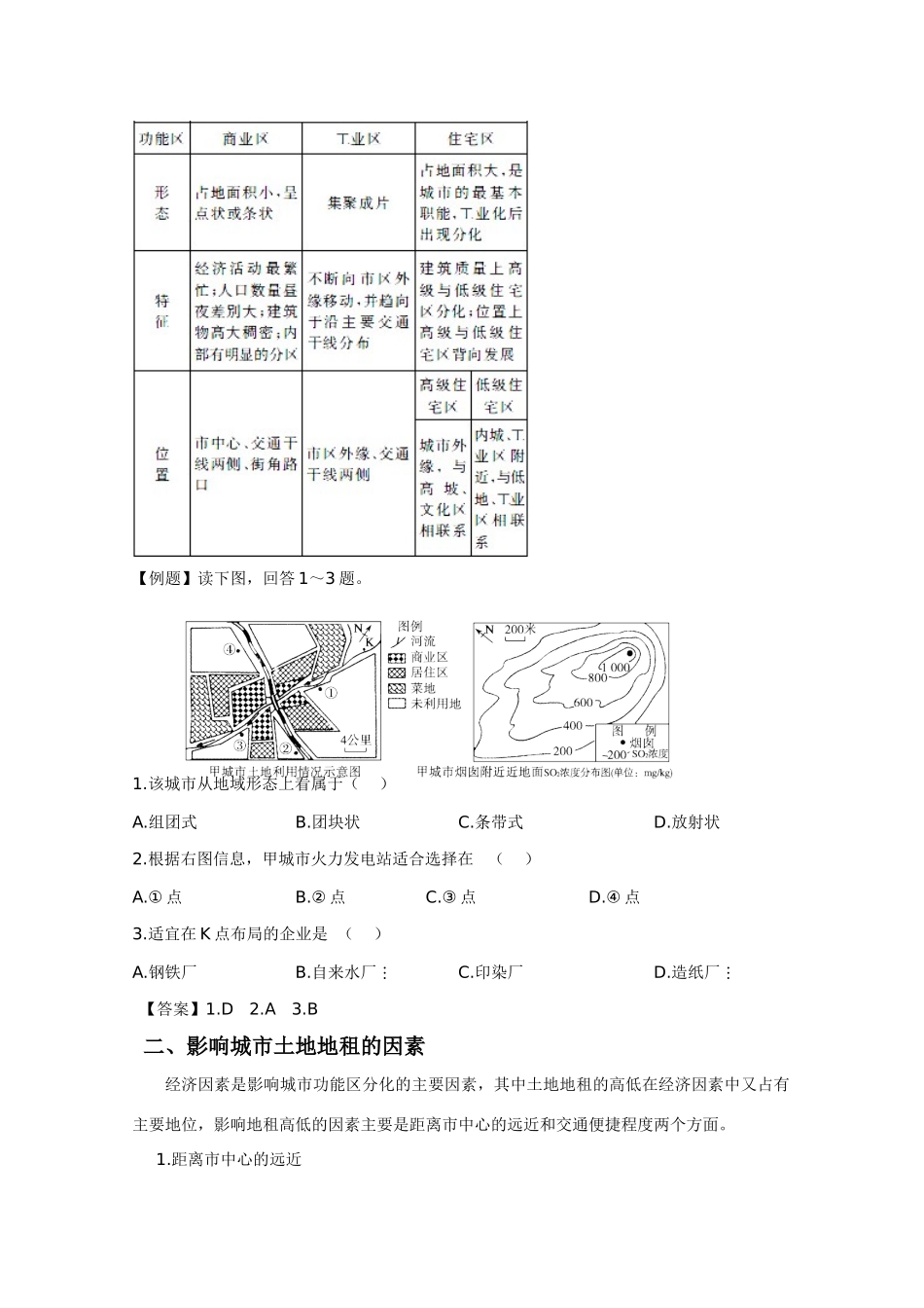 2011版高考地理一轮复习 2.1城市内部空间 不同等级城市的服务功能精品学案 新人教版必修2_第3页