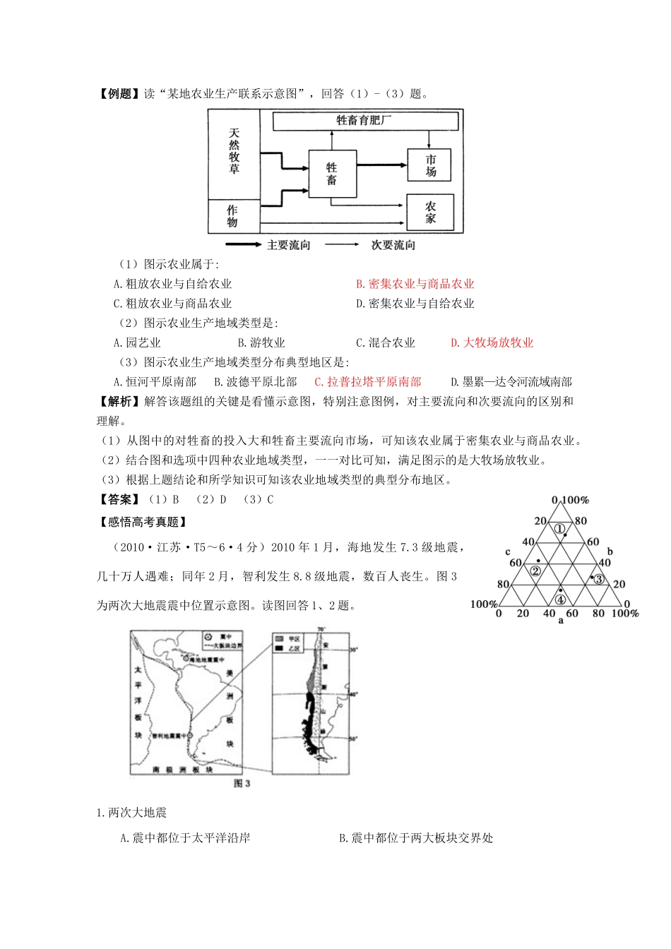 2011版高考地理一轮复习 3.1 农业的区位选择精品学案 新人教版必修2_第3页