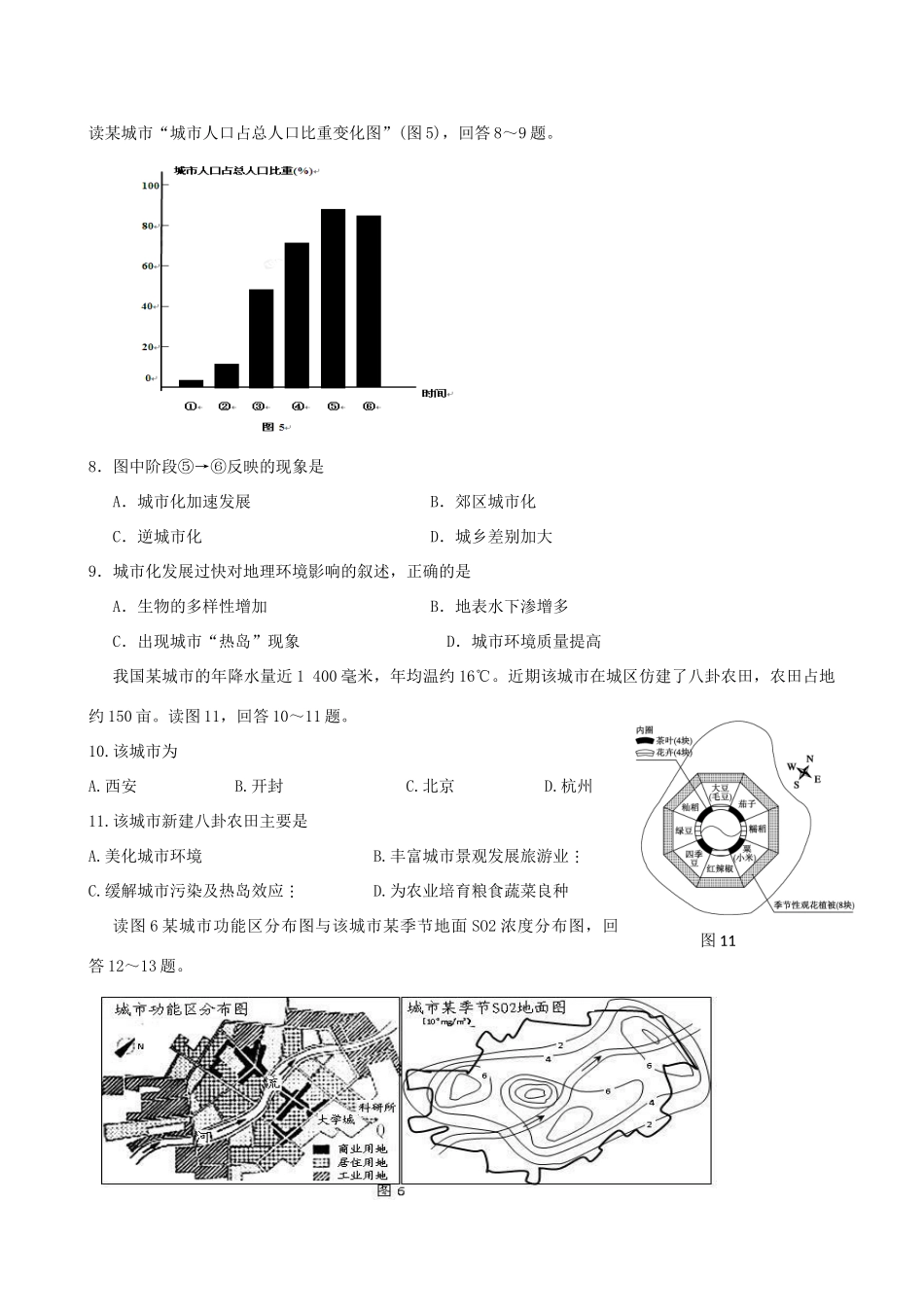 2011高考地理一轮复习 单元复习（六） 城市与城市化精品学案 必修2_第3页