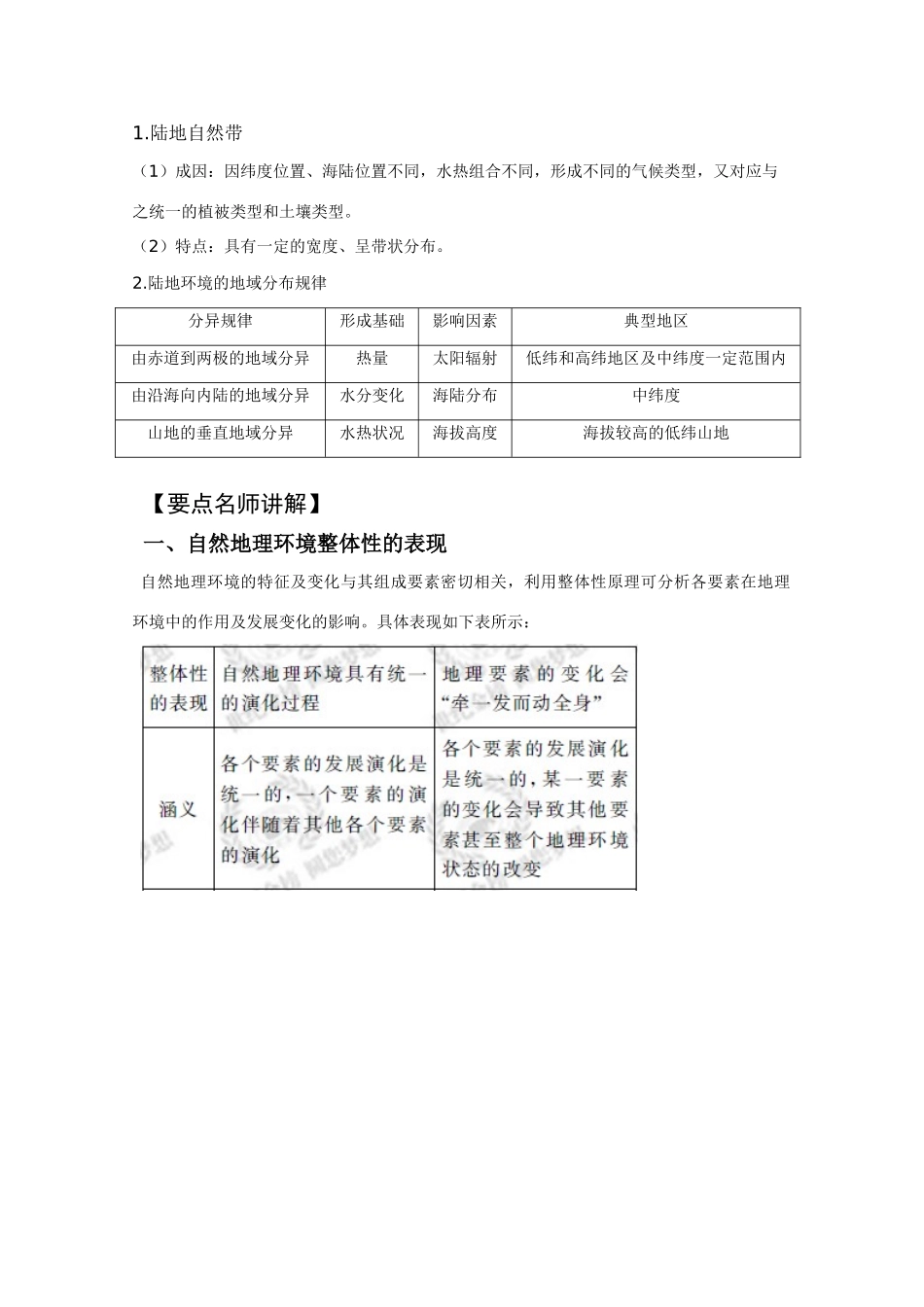 2011版高考地理一轮复习 5.1 地理自然环境的整体性与差异性精品学案 新人教版必修1_第2页