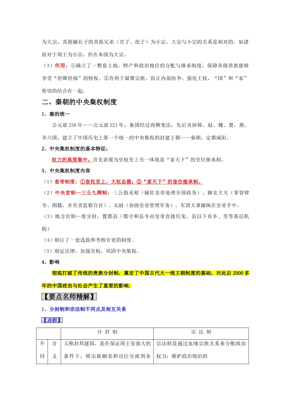 2011高考历史 夏、商、西周的政治制度及秦朝中央集权制度的形成学案导航 必修1_第2页