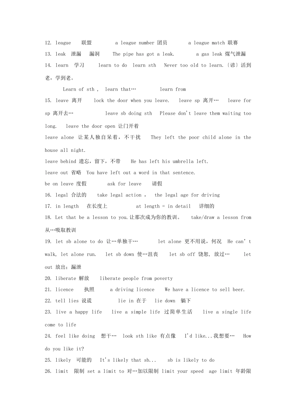 2011高考英语 词汇短语总结 L字母开头素材_第2页