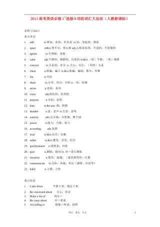 2011高考英语 词汇总结素材 新人教版