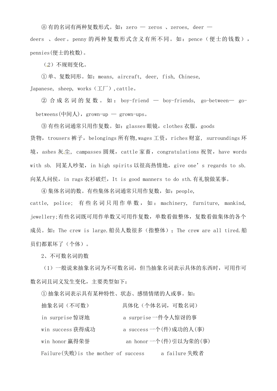 2011高考英语 考点聚焦+名题导解备考名词 新人教版_第2页