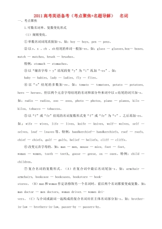 2011高考英语 考点聚焦+名题导解备考名词 新人教版