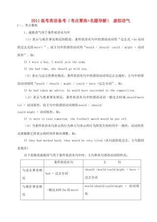 2011高考英语 考点聚焦+名题导解备考虚拟语气 新人教版