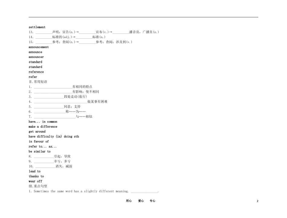 2011高考英语（外研版）总复习 学案：Module1 British and American English（必修5）_第2页