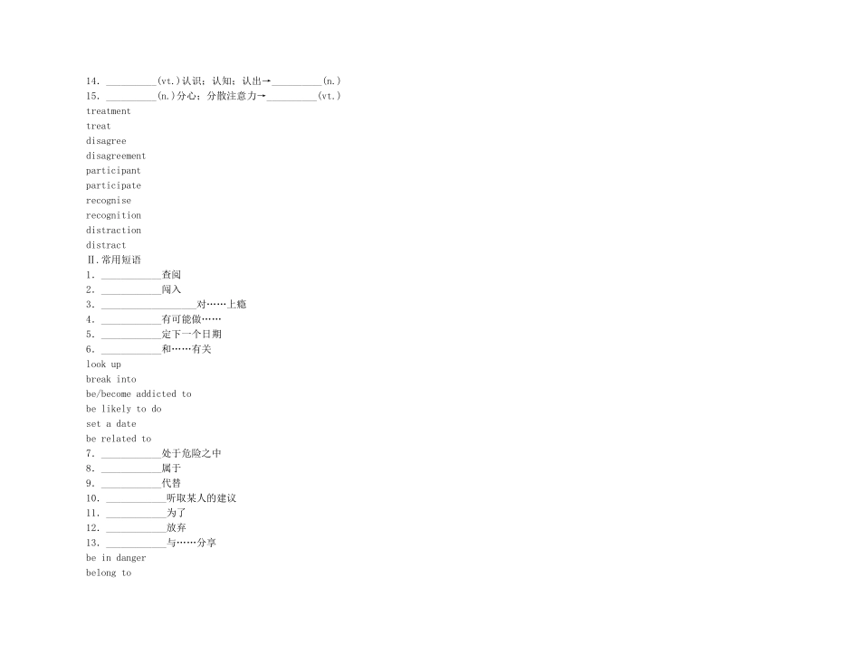2011高考英语（外研版）总复习 学案：Module2 No Drugs（必修2）_第2页