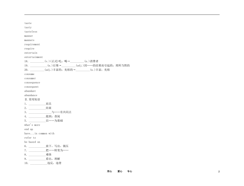 2011高考英语（外研版）总复习 学案：Module3 Foreign Food（选修8）_第2页