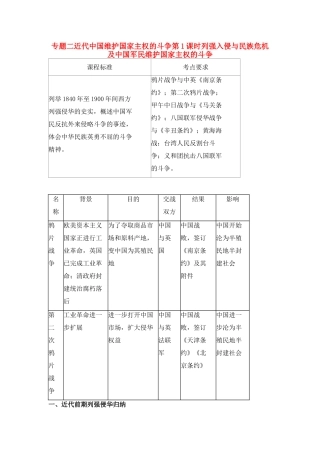 2011高考历史总复习学案练案一体化 专题二 近代中国维护国家主权的斗争 人民版必修1